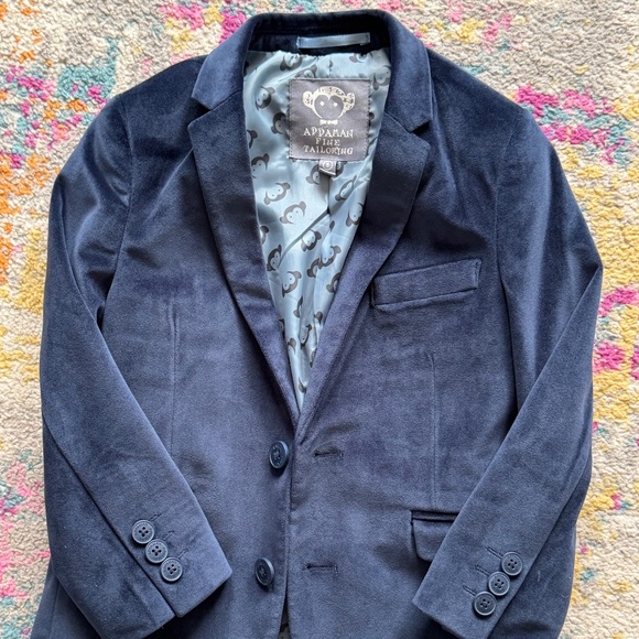 Boys Appaman Navy Blue Velvet Blazer Size 5